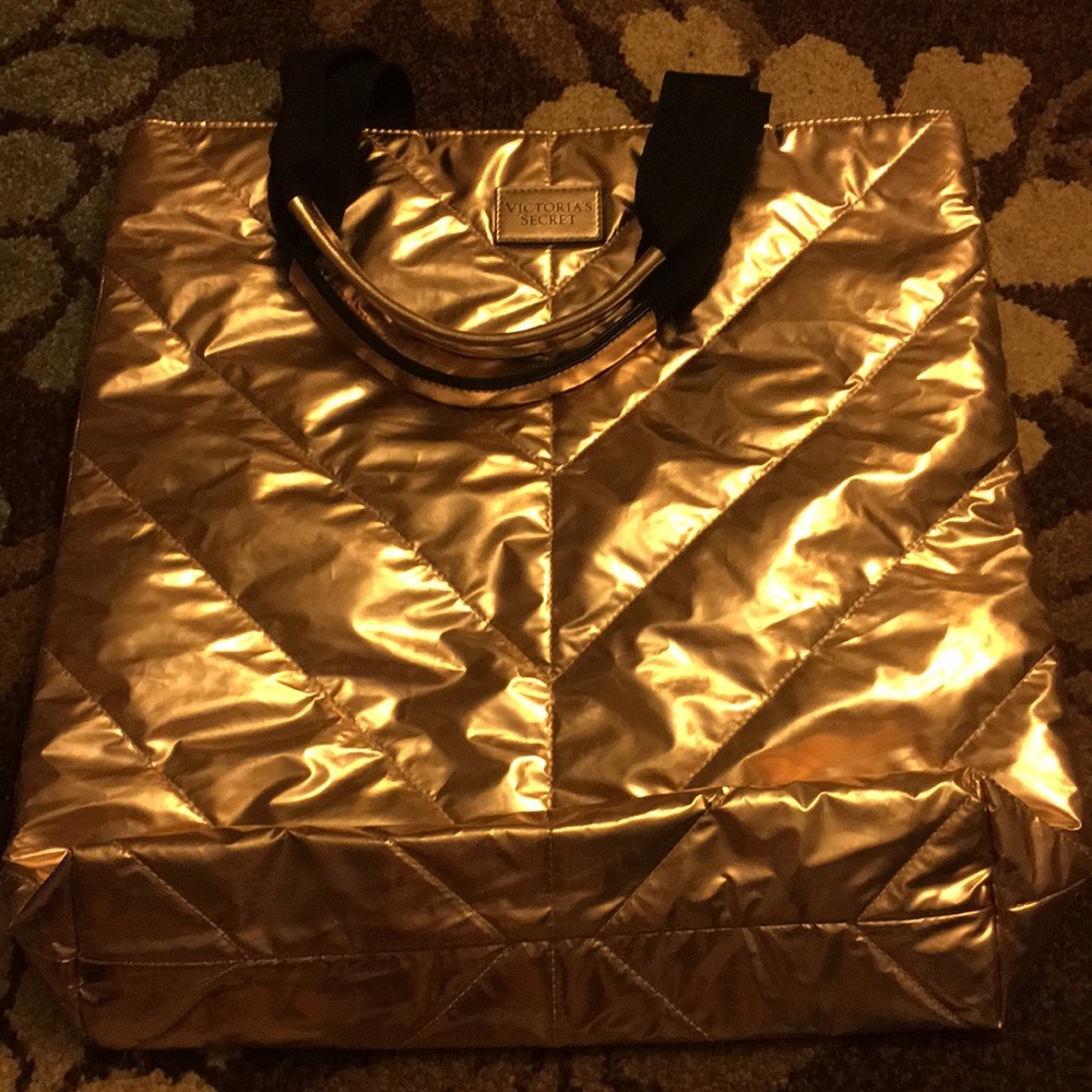 Victoria secret rose gold beach bag